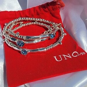 Uno De 50 Triple Blue Indian Sapphire Swarovski Crystal Bracelet STP